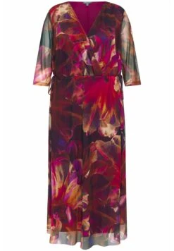 Ulla Popken DOPPELLAGIG BLÜTEN V AUSSCHNITT - Sukienka Letnia - Magenta -Lindex e2ffd6c71bd747c59d0a64cd0feb4a7a