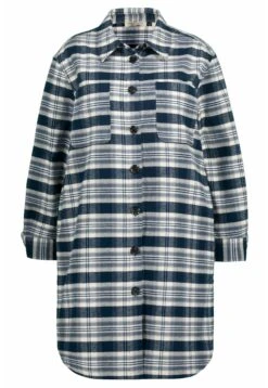 Ulla Popken LONG PLAID SHACKET - Kardigan - Navy Blue Multi -Lindex e4a2e98415e6442282c903188336a8c4