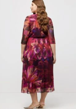 Ulla Popken DOPPELLAGIG BLÜTEN V AUSSCHNITT - Sukienka Letnia - Magenta -Lindex e92e01c986d640cf8aee4a3babc32115