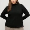 Ulla Popken DETAIL LONG SLEEVE STRETCH - Bluza - Black