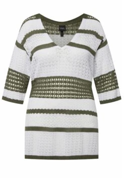 Ulla Popken TUNIQUE RAYÉE COL EN V MANCHES 3/4. - Sweter - Vert Naturel -Lindex ed08545e552748e190d9e0a4a7e01255