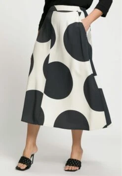 Ulla Popken POIS POCHES CEINTURE ÉLASTIQUE - Spódnica Trapezowa - Noir