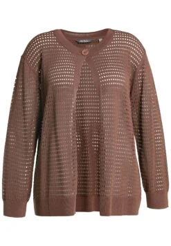 Ulla Popken LOCHSTRICK - Kardigan - Hellbraun -Lindex f491f8d347c84ada906af44dc986d93e