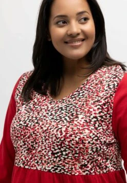 Ulla Popken Sweter - Red Multi -Lindex f511cdc2582c4ce3abfaa28b4ce22a58