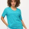 Ulla Popken T-shirt Z Nadrukiem - Deep Aqua