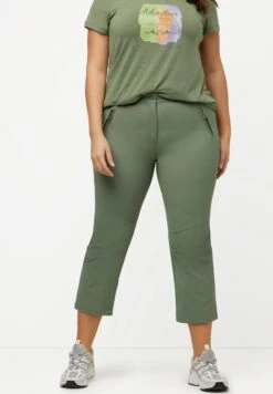 Ulla Popken FUNCTIONAL STRETCH CROP - Spodnie Materiałowe - Menthe Verte