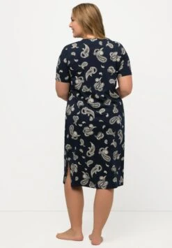 Ulla Popken DE NUIT MOTIF CACHEMIRE À COL EN V MANCHES COURTES ET C - Koszula Nocna - Marine -Lindex f6f9e3b67b1947eba0c68ba3db800f38