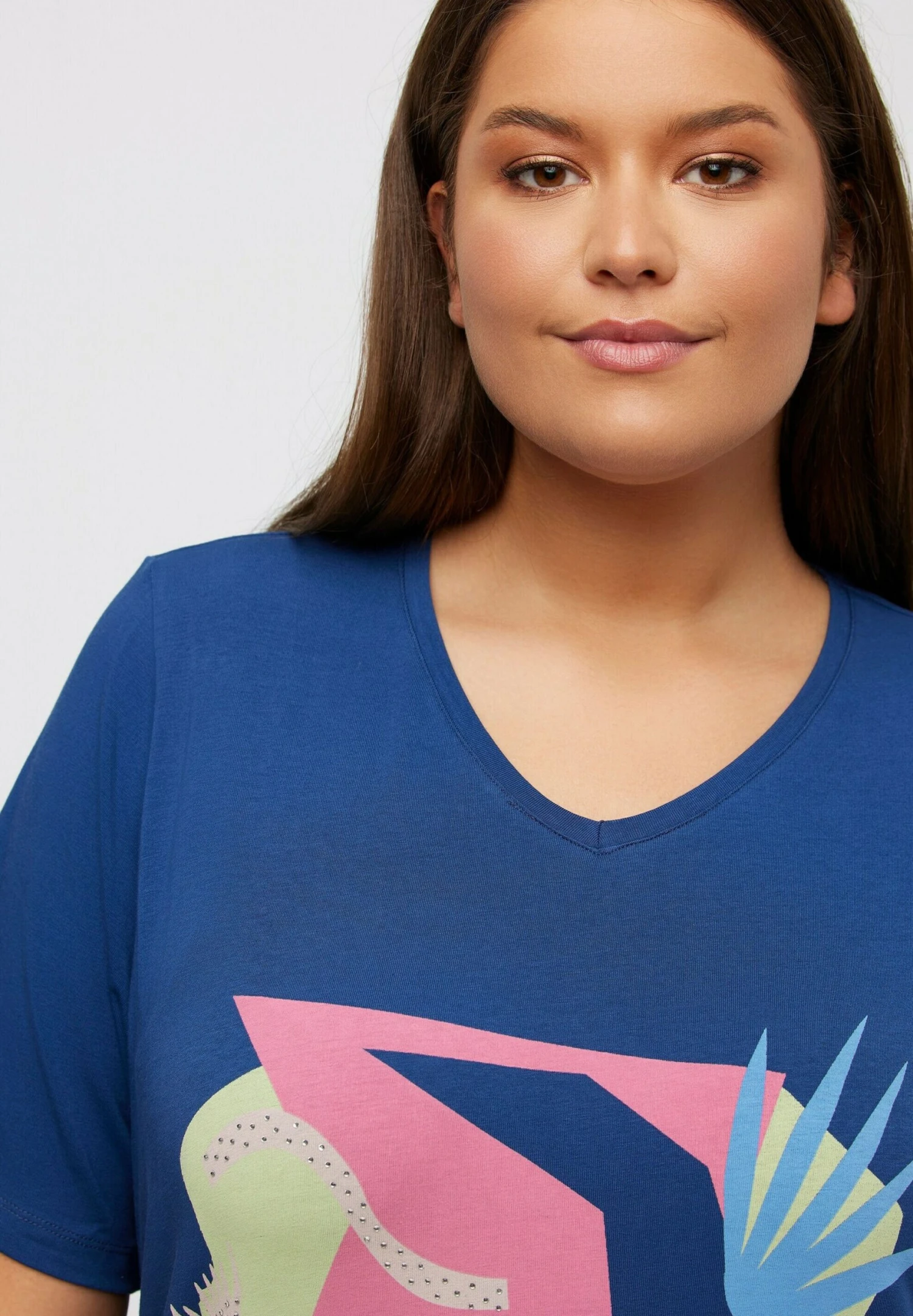 Ulla Popken T-shirt Z Nadrukiem - Donkerblauw 5 Ulla Popken T-shirt Z Nadrukiem - Donkerblauw - obrazek 3